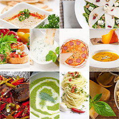 Image showing healthy and tasty Italian food collage