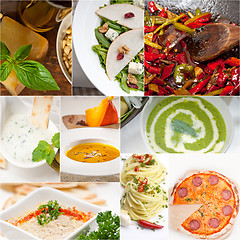 Image showing healthy and tasty Italian food collage