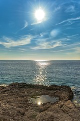 Image showing Coastline with horizon and sky