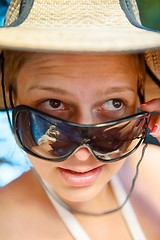 Image showing Woman outdoors with nice hat