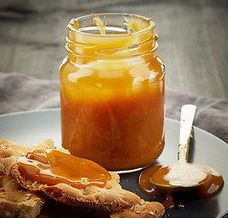 Image showing jar of homemade caramel cream