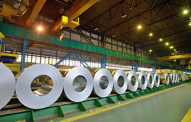 Image showing rolls of steel sheet in a plant