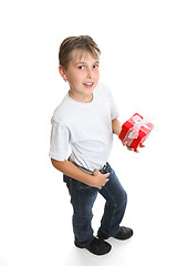 Image showing Boy with a Christmas present or birthday gift