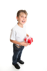 Image showing Boy with Christmas present