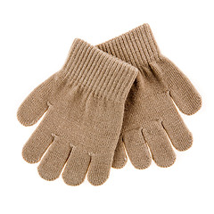 Image showing knitted woolen baby gloves