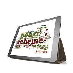 Image showing Ponzi scheme word cloud on tablet