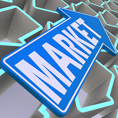 Image showing Market word on blue arrow
