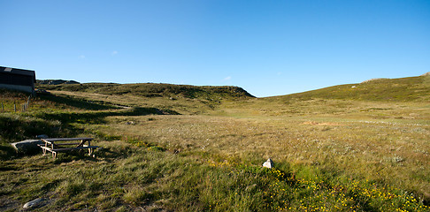 Image showing Panoramic view of mountain plateau Valdresflye, Jotunheimen, Norway