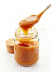 Image showing jar of homemade caramel cream