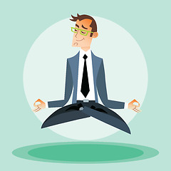 Image showing Businessman engaged in yoga