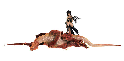 Image showing Warrior Girl and Dragon