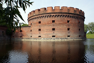 Image showing Brick tower and water