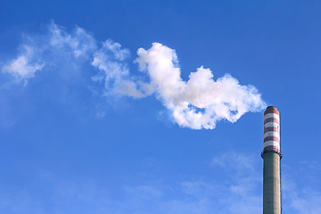 Image showing Smoke clouds from a high chimney