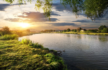 Image showing Sundown over river