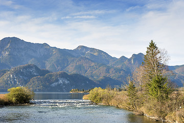 Image showing River Loisach with alps in Bavaria