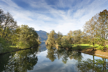 Image showing River Loisach with alps in Bavaria