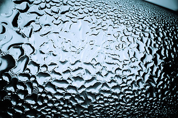 Image showing Green drops of water - light from backside. Macro