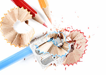 Image showing Pencils and sharpener