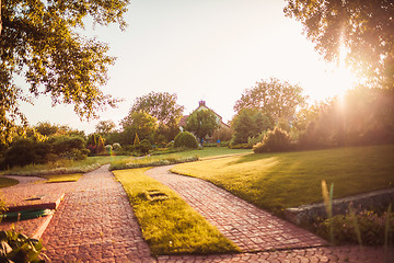 Image showing Stone pathway in park.