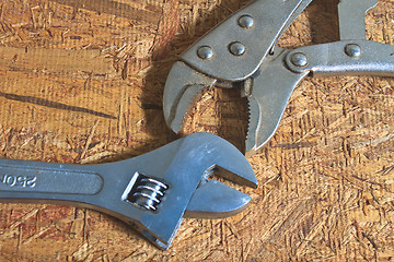 Image showing Tools on the old wooden table