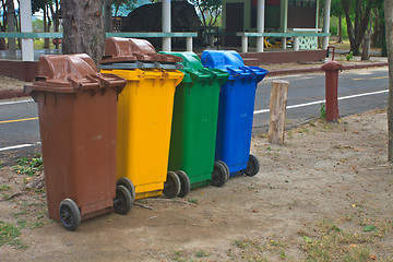 Image showing Different colorful recycle bins