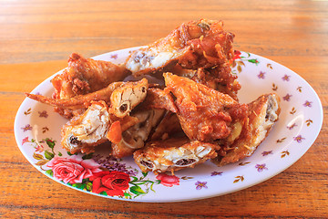 Image showing Fresh fried chicken on a plate set