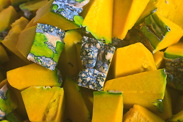 Image showing Slices of fresh pumpkins for cooking