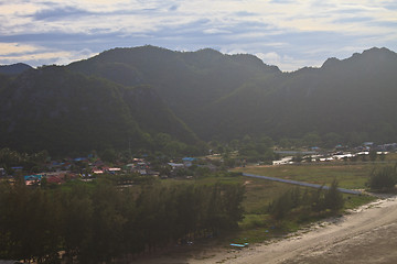 Image showing beautiful sunrise on beach and tropical sea