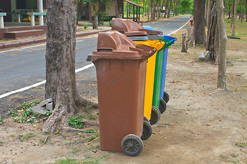 Image showing Different colorful recycle bins