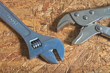 Image showing Tools on the old wooden table