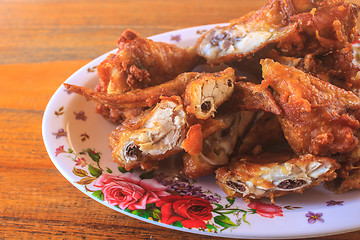 Image showing Fresh fried chicken on a plate set