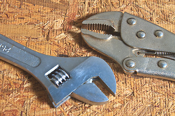 Image showing Tools on the old wooden table