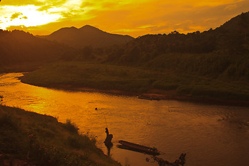 Image showing sunset on river