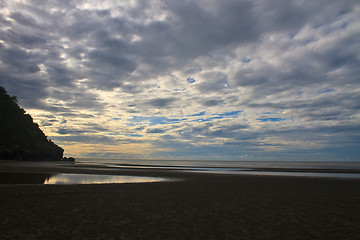 Image showing beautiful sunrise on beach and tropical sea