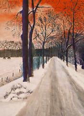 Image showing Oil painting of a winter landscape