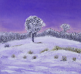 Image showing Oil painting of a winter landscape