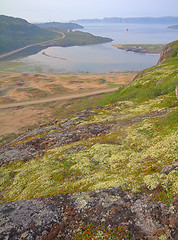 Image showing polar sea and shore road