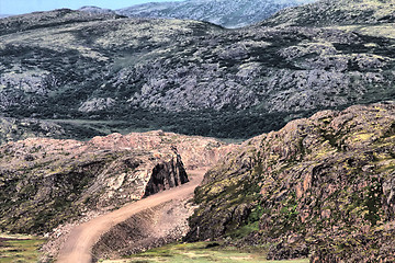 Image showing road construction in rocks of mountains