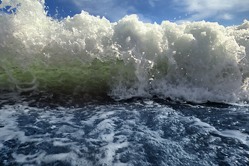 Image showing sea surf foamy beach wave nearby