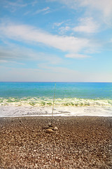 Image showing beach fishing on Mediterranean Sea