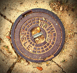 Image showing manhole cover in Tossa de Mar, Catalonia, Spain