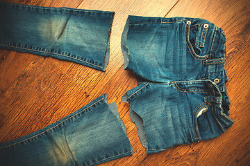 Image showing cut old jeans