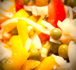 Image showing salad with bell peppers, cabbage, tomatoes and green peas