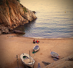 Image showing Tossa de Mar, Catalonia, a quiet evening on the beach with white