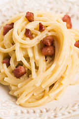 Image showing Spaghetti carbonara, a typical italian dish 