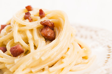 Image showing Spaghetti carbonara, a typical italian dish 