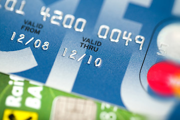 Image showing close up stacking credit cards