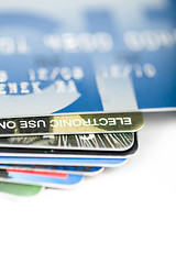 Image showing close up stacking credit cards