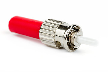 Image showing red fiber optic ST connector