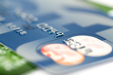 Image showing close up stacking credit cards